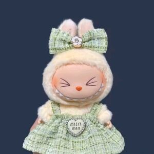 New 💚2pcs Green Min Logo Doll Dress w/Bow for 17cm Dolls (No doll)
